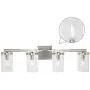 TULUCE 4 Light Vanity Lighting Diamond Decoration Wall Light , Brushed Nickel Bathroom lamp with Clear Seedy Glass , Dining Room,Bedroom Bedside,Living Room,Hallway Wall Lighting