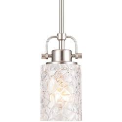 ALICE HOUSE Mini Modern Pendant Lighting for Kitchen Island, Brushed Nickel Glass Hanging Lamp, Contemporary Farmhouse Pendant Light for Dining Room, Bedroom, Bathroom, AL9082-P1