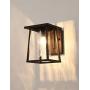 Small Modern Outdoor Wall Light Fixtures Exterior Wall Lantern Outside Lamp Wall Mounted Waterproof Black Finish with Water Glass Outdoor Wall Sconce for Driveway Patio Porch Lighting