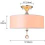 LITFAD Modern LED Ceiling Lamp Grand White Fabric Drum Shade Semi Flush Ceiling Lights Adorned with Polished Chrome Finish Iron Base and Clear Crystal Ball Pendant Light for Hotel Bedroom Living Room