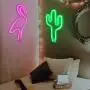 Flamingo & Cactus Neon Lights, Creative LED Neon Signs for Bedroom, Kids Room, Beer Bar, Birthday Party, Childrens Gift
