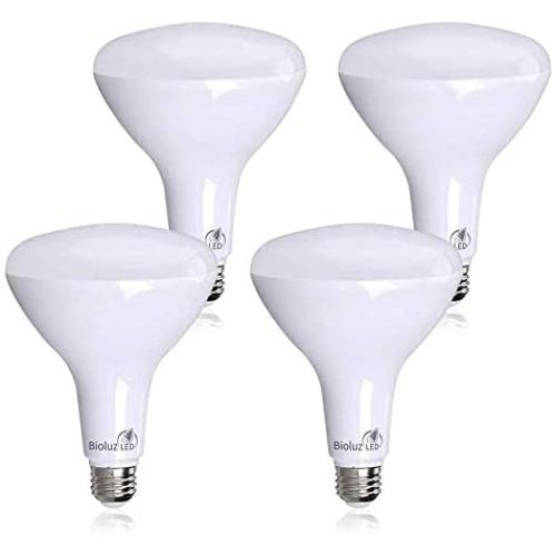 4 Pack Brightest BR40 LED Bulbs by Bioluz LED – Instant ON Warm LED Energy Saving Bulbs, 17w (120w Replacement) 2700k Bulb 1400 Lumen, Indoor/Outdoor Smooth Dimmable Lamp UL Listed