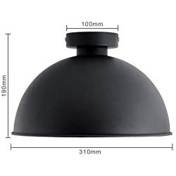 Vintage Barn Ceiling Light Metal Dome Lampshade Semi Flush Mount in Matte-Black Finish-Modern Industrial Style for Kitchen Island Pool Table Dining Room Bedroom Bar Counter -Easric 1 Light(32x32x21cm）