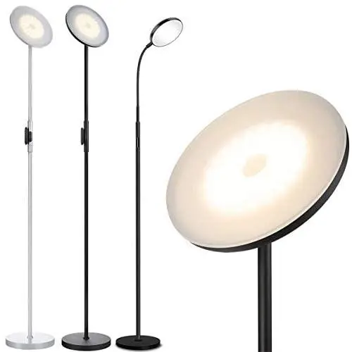 3pcs, 30W Sky LED Floor Lamp Black1+Silvery Grey1 + 12W Floor Lamp Black1