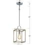 XINGQI Farmhouse Pendant Light, Lantern Hanging Ceiling Lighting for Kitchen Dining Room Foyer, Rectangle Cage lamp Fixture, Antique Nickel with Chrome, Single Light, E26 Base(Bulb not Included)