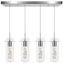 PARTPHONER Pendant Ceiling Light Fixture for Kitchen Island, Integrated LED Hanging Light with Crystal Bubble Glass 26W, 4000K Neutral White Light for Kitchen, Restaurant, Dining Room(4 Light)