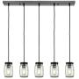 EUL Mason Jar Kitchen Island Pendant Lights 5-Light Adjustable Glass Jar Chandelier Oil Rubbed Bronze