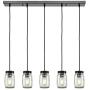 EUL Mason Jar Kitchen Island Pendant Lights 5-Light Adjustable Glass Jar Chandelier Oil Rubbed Bronze