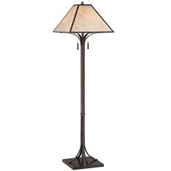 Duarte Mission Rustic Floor Lamp Oil Rubbed Bronze Tapering Square Light Mica Shade for Living Room Reading Bedroom Office - Franklin Iron Works