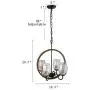 Giluta Industrial Metal Chandelier Island Pendant Lighting Kitchen Light Fixture Elegant Style Hanging Ceiling Light 4 Lights for Bedroom Dinning Room Loft Foyer with 4 Glass Shades