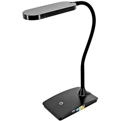 TW Lighting IVY-40BK The IVY LED Desk Lamp with USB Port, 3-Way Touch Switch, Black