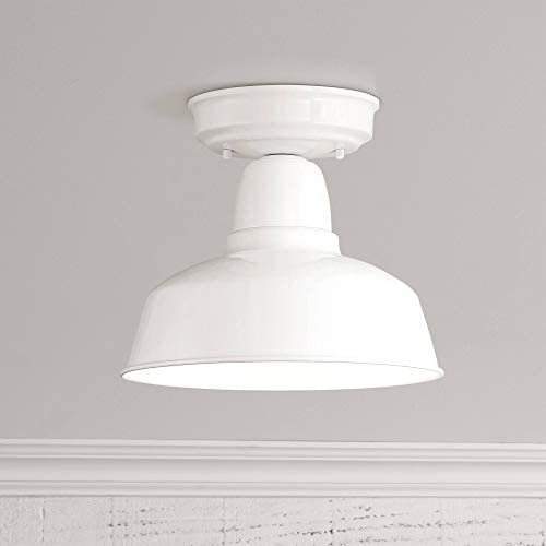 Urban Barn Farmhouse Outdoor Ceiling Light Fixture White Metal 10 1/4'' for Exterior House Porch Patio - John Timberland Urban Barn Farmhouse Outdoor Ceiling Light Fixture White Metal 10 1/4'' for Exterior House Porch Patio - John Timberland