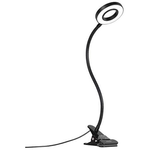 Clip on Light Reading Lights LED, Eye-Care Reading Lamp for Headboard/Office/Dorm,3 Modes & 10 Dimming Clamp Desk Lamp with Auto-Off Timer,360°Flexible Gooseneck Night Light,7W (No Adapter)