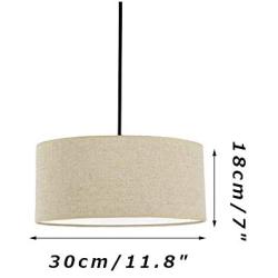 ANYE 15ft Plug-in UL On/Off Dimmer Switch Cord 1-Light Emelia Rustic Lodge Burlap Drum Pendant Lights Cafe Lights for Dining Room Cafe Restaurant Bulbs Not Included　TB0946-4.5M