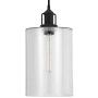 Henn&Hart PD0074 Industrial 1 Contemporary Blackened Bronze with Seeded Glass Shade for, Kitchen, Dining, Living Room, Foyer Pendant Light, One Size, Black