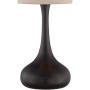 Modern Table Lamp Espresso Bronze Metal Droplet Linen Cylinder Shade for Living Room Family Bedroom Bedside Office - 360 Lighting