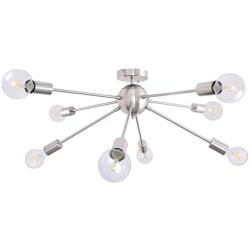 KOSTOMO 8 Lights Modern Light Fixture Nickel Sputnik Chandelier Semi Flush Mount Ceiling Light Industrial Pendant Lighting Fixtures for Dining Bedroom Kitchen Living Room (8C Lights-Nickel）