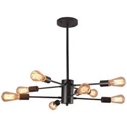 Dellemade XD00859 Sputnik Chandelier 8-Light Vintage Pendant Light for Dining Room,Living Room,Kitchen,Office,Café,Restaurant,Black