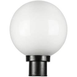 Sunlite DOD/10GL/BK/WH/MED 10'' Decorative Outdoor Twist Lock Globe Polycarbonate Post Fixture, Black Finish, White Lens, 3'' Post Mount (Not Included), 10''