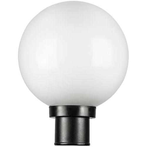 Sunlite DOD/10GL/BK/WH/MED 10'' Decorative Outdoor Twist Lock Globe Polycarbonate Post Fixture, Black Finish, White Lens, 3'' Post Mount (Not Included), 10''