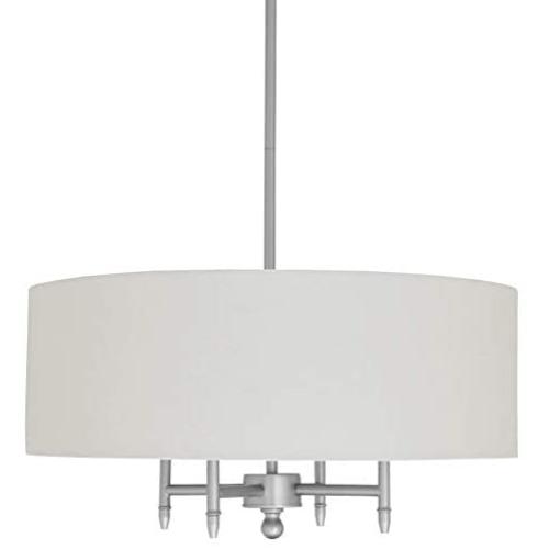 Amazon Brand – Stone & Beam Classic Ceiling Pendant Chandelier Fixture With White Drum Shade- 20 x 20 x 42 Inches, Brushed Nickel