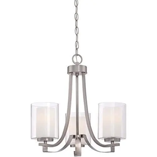 Minka Lavery Chandelier Pendant Lighting 4103-84, Parsons Studio Dining Room, 3 Light, Nickel