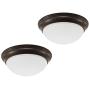 CORAMDEO 11 Inch LED Decorative Flush Mount Ceiling Fixture, Color Select Switch, Built in LED Gives 125W of Light from 16.4W of Power, 1150 Lumen, Dimmable, Bronze Finish with Frosted Glass - 2 Pack