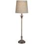 Bentley Traditional Buffet Table Lamp Weathered Brown Linen Fabric Drum Shade for Dining Room - Regency Hill