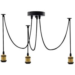 EmyTock Lighting Industrial Cluster 3 Way Pendant Light Fittings, Loft Bar Triple Hanging Pendant Ceiling Lights with Adjustable 100cm Wires for Kitchen Island Living Room Dining Room Bronze