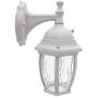 Maxxima LED Outdoor Wall Light, White w/Clear Water Glass, Photocell Sensor, 580 Lumens, 3000K Warm White, Dusk to Dawn Light Sensor