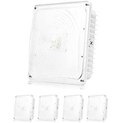 Parmida (4 Pack) LED Canopy Light, 45W, 0-10V Dimmable, 5200lm, 110-277VAC, IP65 Waterproof, DLC-Qualified & ETL-Listed, 5000K (Day Light), 9.6'' x 9.6'' Street, Area & Outdoor Lighting, White