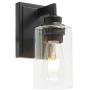 VINLUZ 1 Light Farmhouse Sconces Wall Lighting with Glass Shade Black Finished Industrial Bathroom Wall Light Fixtures Vanity, Indoor Porch Lights Hallway Bedroom Dining Room
