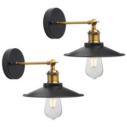 CeilSong Vintage Wall Light Set of 2, Industrial Bathroom Wall Sconce Black Antique Finished, 240 Degree Adjustable Wall Lamp Fixtures Decor for Farmhouse, Kitchen, Lobby, Living Room (Antique)