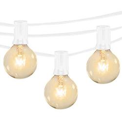 50Feet G40 Patio String Lights with 50 Clear Edison Bulbs and 2 Spare Bulbs for Indoor Or Outdoor Commercial Decor, Warm White Globe String Lights Perfect for Backyard Garden Pergola Umbrella, White