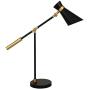 Henn&Hart Rex Two Tone Black and Brass Finish Table Lamp for Living Room / Office / Bedside