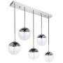 Kitchen Pendant Light with Sphere 5-Light, A1A9 Modern Industrial Glass Ball Globe Ceiling Lights Fitting, E26 LED Chandelier Lamp Fixture for Kitchen Island, Bar, Dining Room, Counter, Cafe (Chrome)