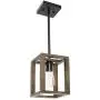 VINLUZ 1-Light Wood Pendant Lighting Rustic Style Black Walnut Natural Wooden Frame Farmhouse Kitchen Island Chandeliers Hanging Lamp for Dining Room Foyer Entryway Hallway