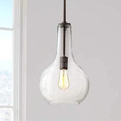 Hamlin Warm Bronze Mini Pendant Light 10'' Wide Modern Clear Glass Fixture for Kitchen Island Dining Room - Possini Euro Design