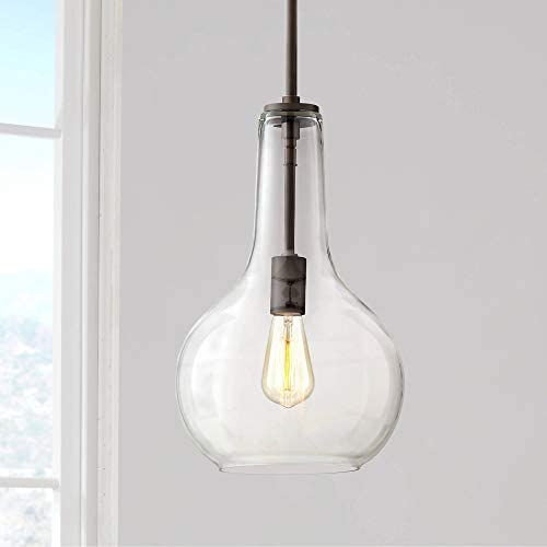 Hamlin Warm Bronze Mini Pendant Light 10'' Wide Modern Clear Glass Fixture for Kitchen Island Dining Room - Possini Euro Design