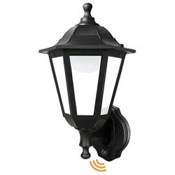 FUDESY Traditional Style LED Outdoor Wall Lantern with Motion Sensor, Black Polypropylene Plastic Porch Lamp with Clear Acrylic Lenses, Waterproof Porch Light Fixtures,P616-PIR