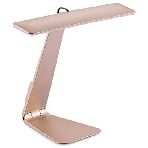 LuxLumi Sleek Study Mate LED Cordless Portable Rechargeable Battery Light Desk Lamp Ultrathin Study Lamp Dimmer Reading Light Home Decor Office Desk Dorm Room Teen Kids Bedroom Travel College (Gold)