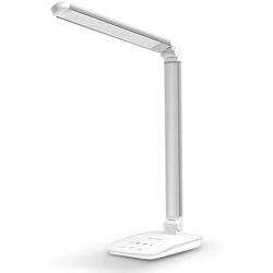 GUANYA Metal Table Lamp, Touch Dimmable Eye Caring Modern Desk Light for Bedside Reading Buffet (Ultrathin Aluminum Alloy, 8W, Touch Control, 4 Lighting Modes, Daylight White Memory Function Silver)