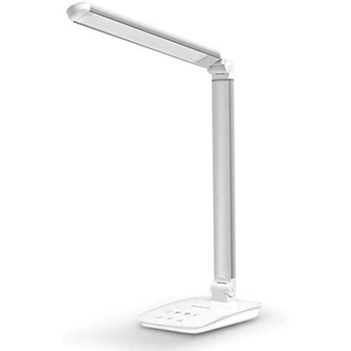 GUANYA Metal Table Lamp, Touch Dimmable Eye Caring Modern Desk Light for Bedside Reading Buffet (Ultrathin Aluminum Alloy, 8W, Touch Control, 4 Lighting Modes, Daylight White Memory Function Silver)