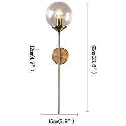 BOKT Glass Globe Wall Sconce Mid Century Wall Light Fixture Bedroom Lighting Nordic Living Room Background Wall Lamp Mirror Headlights (Clear)