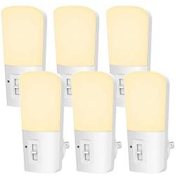 LOHAS Dimmable Night Light, LED Night Light with Dusk to Dawn Sensor, Soft White 3000K Plug-in Night Light for Kids, Adjustable Brightness 5-80LM Cute Night Light for Bedroom Bathroom Hallway, 6 Pack