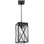 MELUCEE Indoor Outdoor Pendant Light Black Finish, 1-Light Exterior Hanging Light Fixtures Ceiling Lantern with Clear Glass for Porch Hallway Entryway