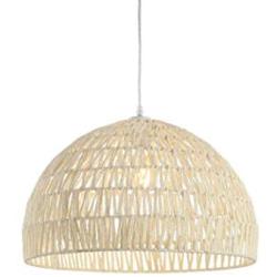 JONATHAN Y JYL6504A Campana 20'' Woven Rattan Dome LED Pendant, Scandinavian, Minimalist, Transitional for Kitchen, Living Room, Cream