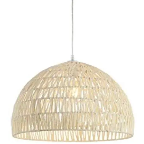 JONATHAN Y JYL6504A Campana 20'' Woven Rattan Dome LED Pendant, Scandinavian, Minimalist, Transitional for Kitchen, Living Room, Cream