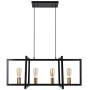 bgLight Modern Kitchen Island Light Fixture, 4-Light Industrial Dining Room Ceiling Chandelier Light, Matte Black with Warm Brass Accent Finish