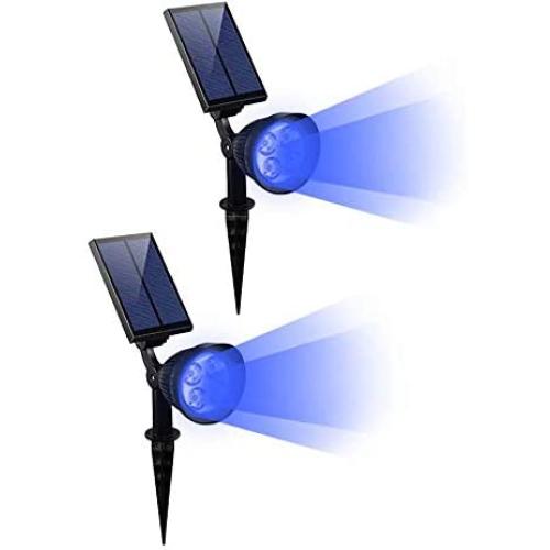 CANAGER Solar Spotlights Outdoor,Waterproof Solar Powered Landscape Lights for Yard,Garden,Driveway-Blue-2Packs